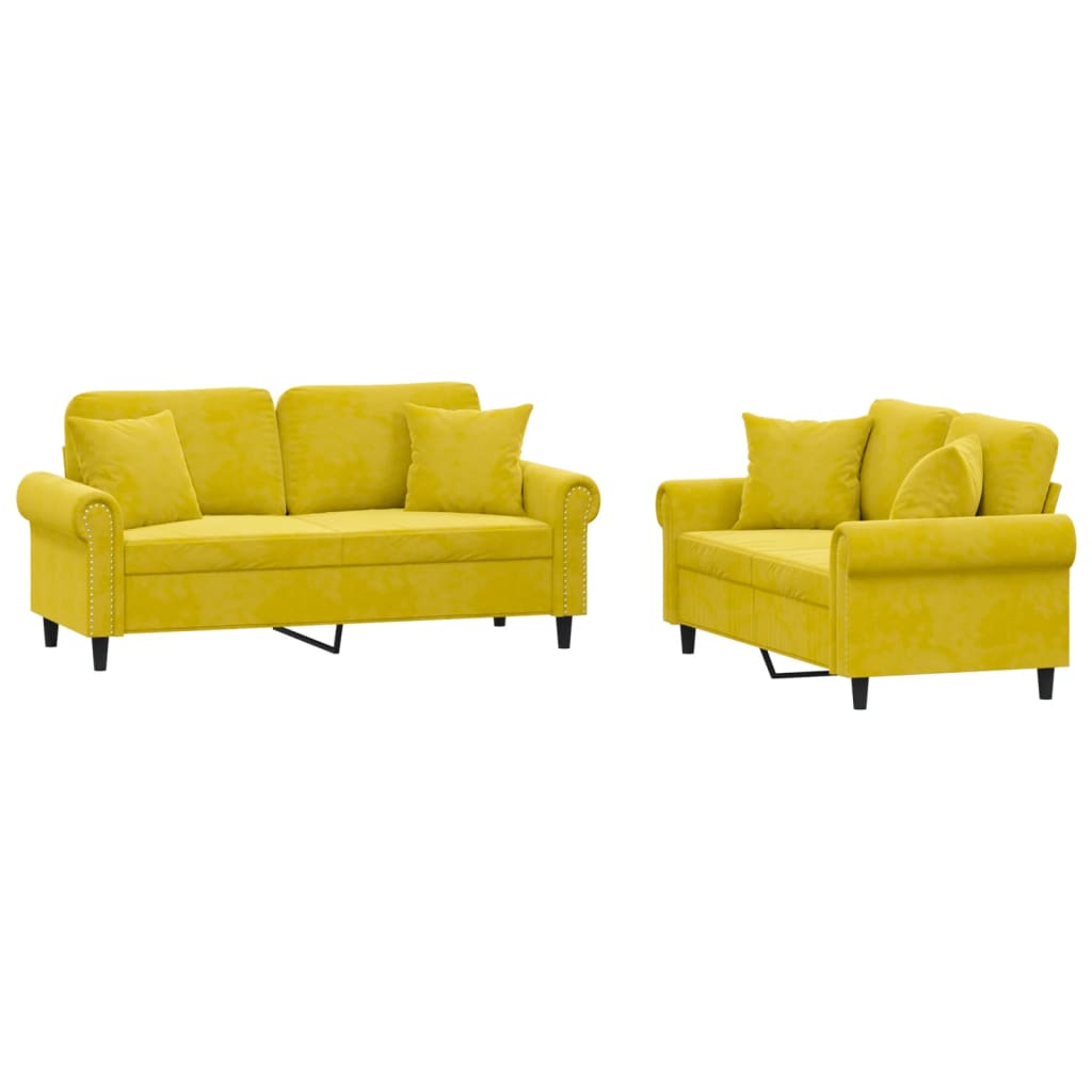 2-delige Loungeset met kussens fluweel geel