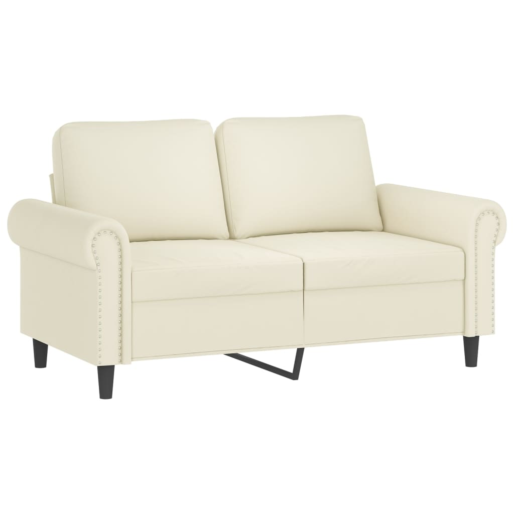 2-delige Loungeset met kussens fluweel crèmekleurig