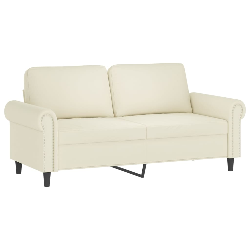 2-delige Loungeset met kussens fluweel crèmekleurig