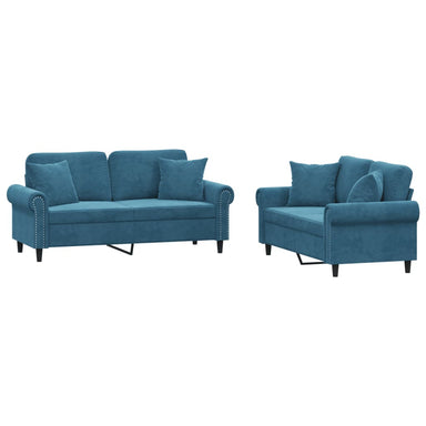 2-delige Loungeset met kussens fluweel blauw