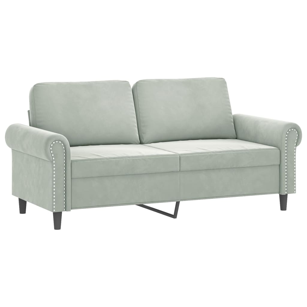 3-delige Loungeset met kussens fluweel lichtgrijs