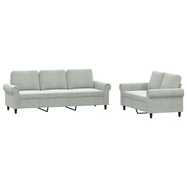 2-delige Loungeset met kussens fluweel lichtgrijs