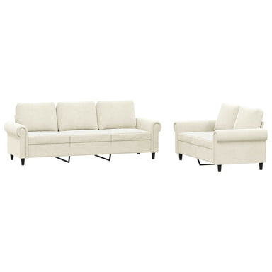 2-delige Loungeset met kussens fluweel crèmekleurig