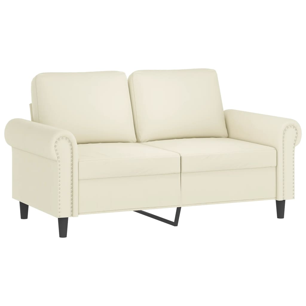 2-delige Loungeset met kussens fluweel crèmekleurig