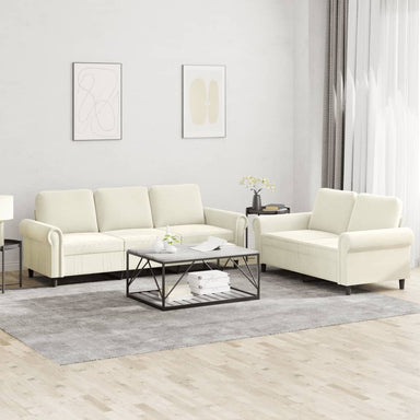 2-delige Loungeset met kussens fluweel crèmekleurig