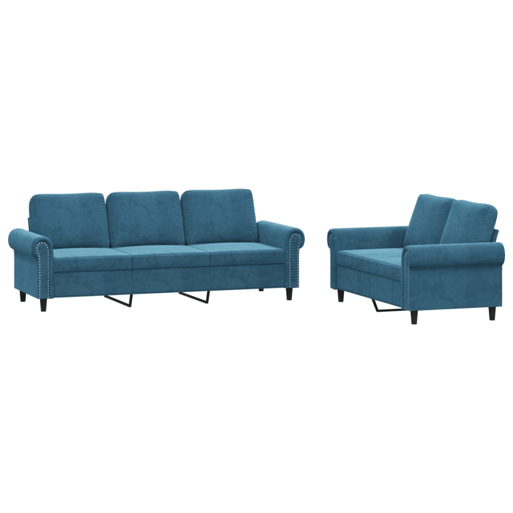 2-delige Loungeset met kussens fluweel blauw