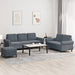 3-delige Loungeset met kussens fluweel donkergrijs