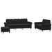 3-delige Loungeset met kussens fluweel zwart