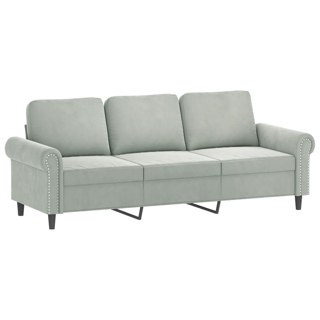 2-delige Loungeset met kussens fluweel lichtgrijs