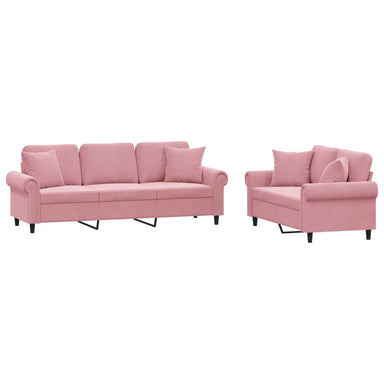 2-delige Loungeset met kussens fluweel roze