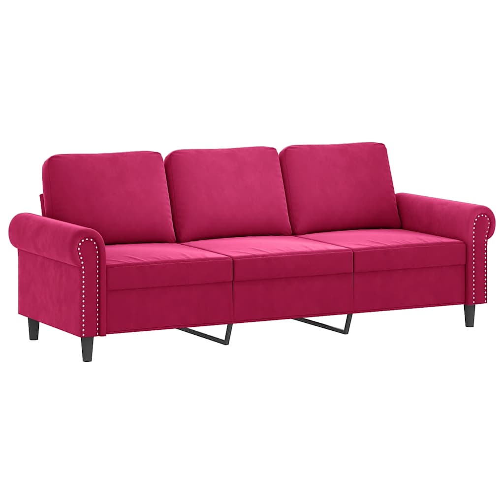 2-delige Loungeset met kussens fluweel wijnrood