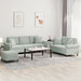 3-delige Loungeset met kussens fluweel lichtgrijs