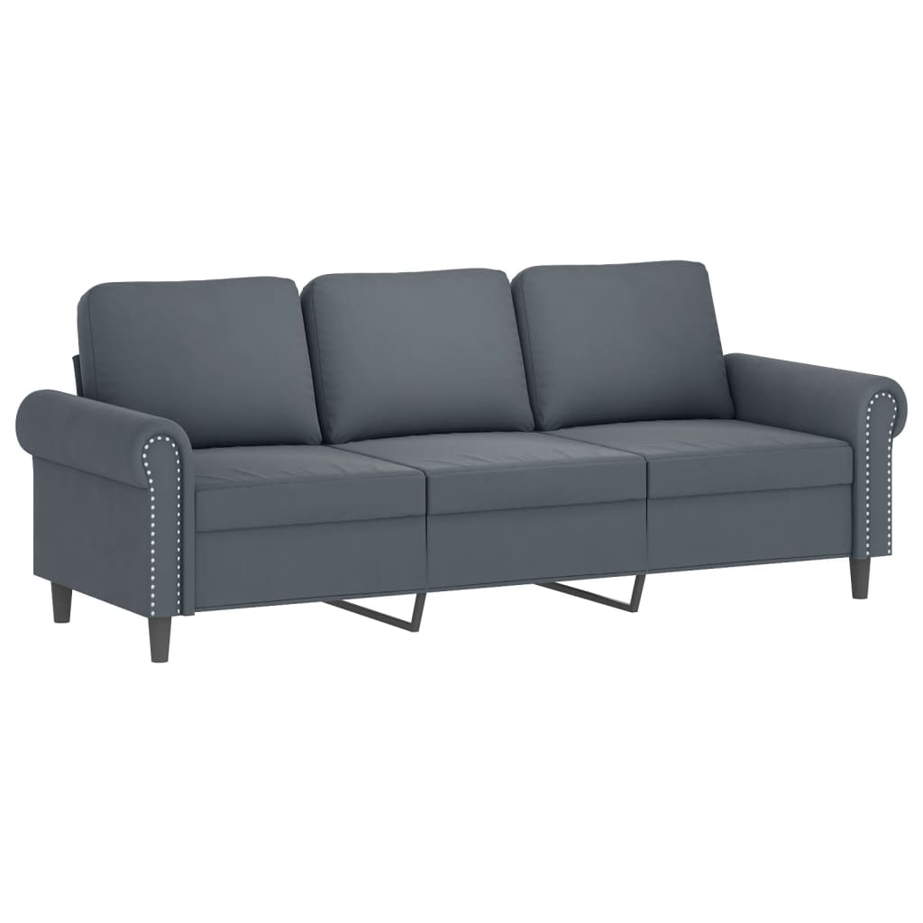 3-delige Loungeset met kussens fluweel donkergrijs