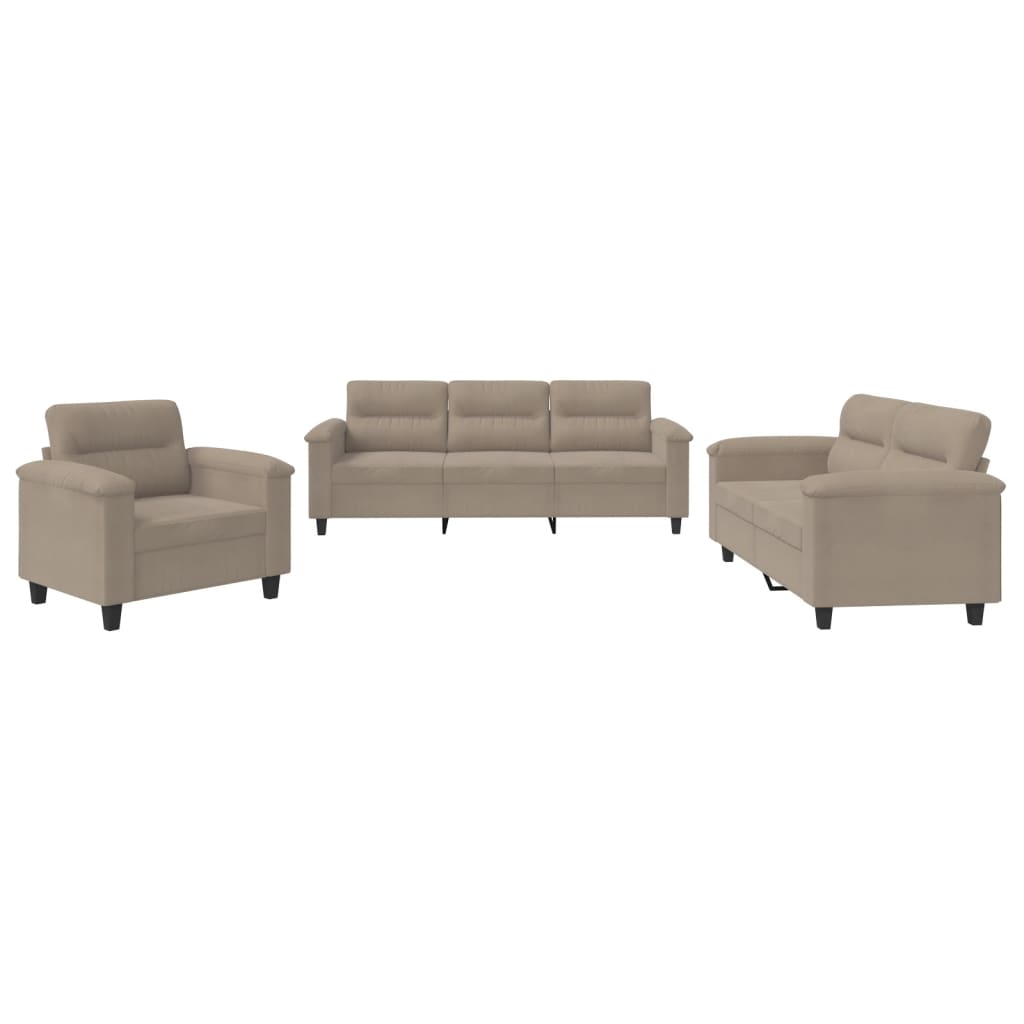 3-delige Loungeset met kussens microvezelstof taupe