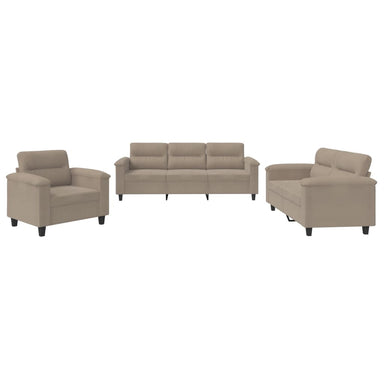 3-delige Loungeset met kussens microvezelstof taupe