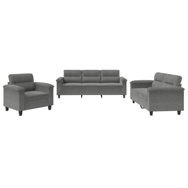 3-delige Loungeset met kussens microvezelstof donkergrijs