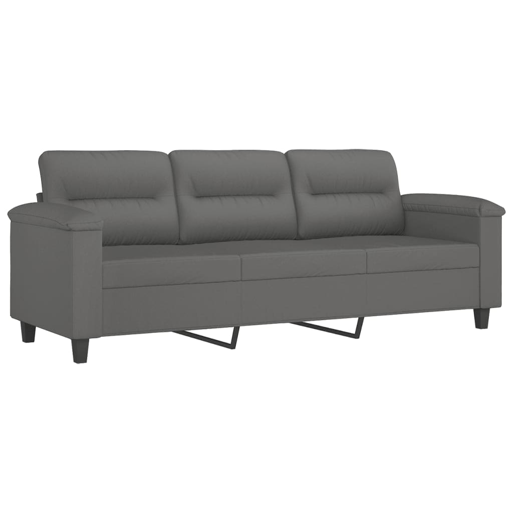 3-delige Loungeset met kussens microvezelstof donkergrijs