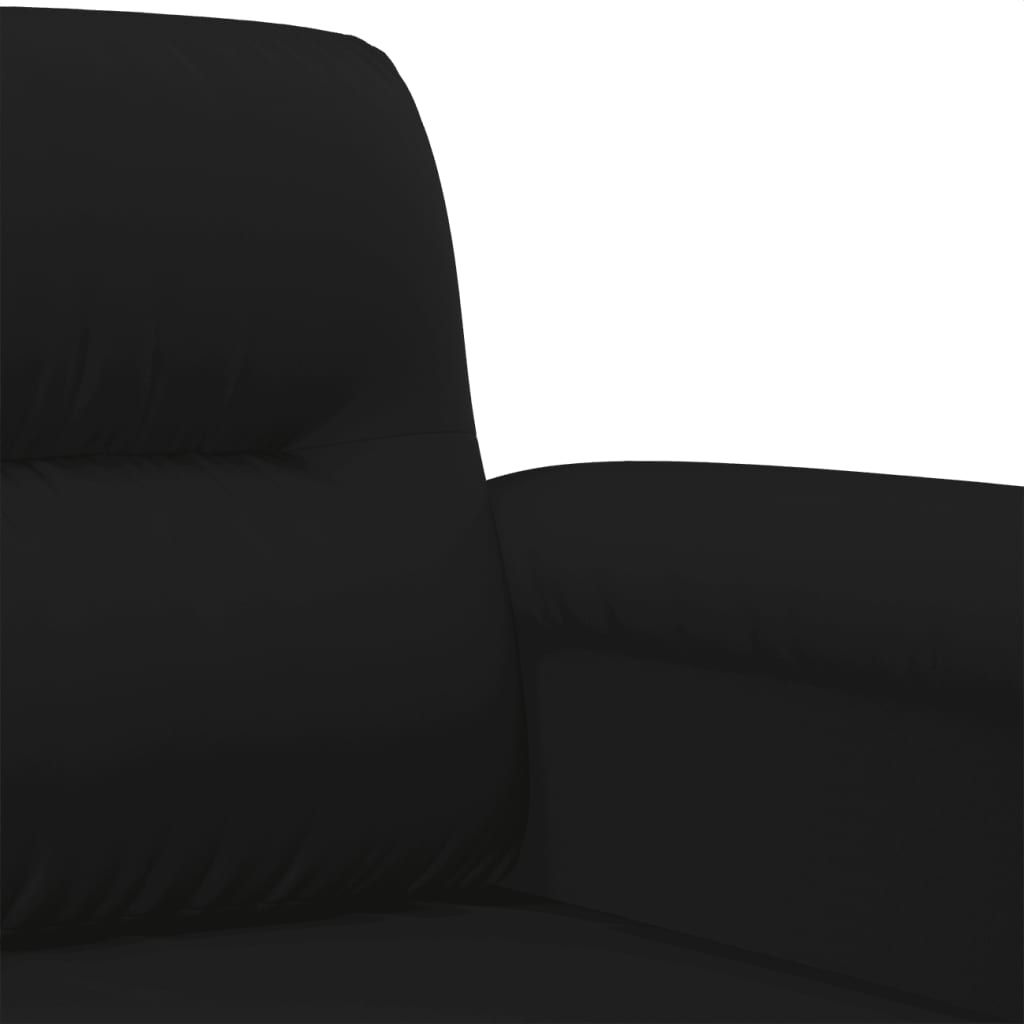 3-delige Loungeset met kussens microvezelstof zwart