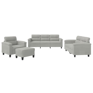 4-delige Loungeset met kussens microvezelstof lichtgrijs