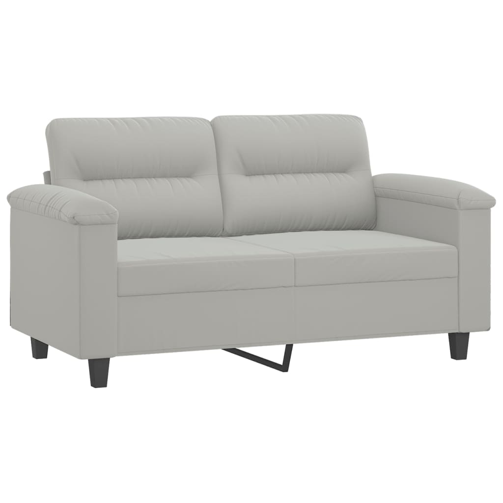 4-delige Loungeset met kussens microvezelstof lichtgrijs