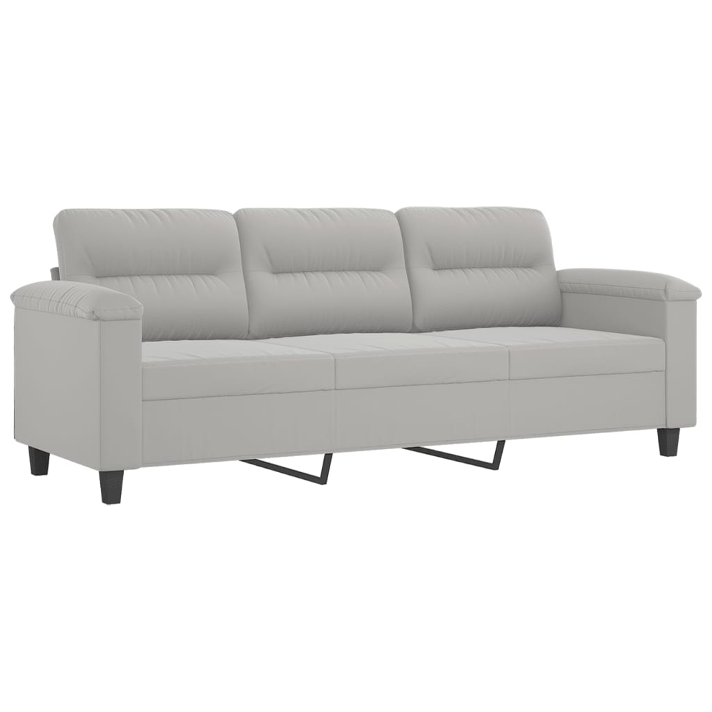 4-delige Loungeset met kussens microvezelstof lichtgrijs