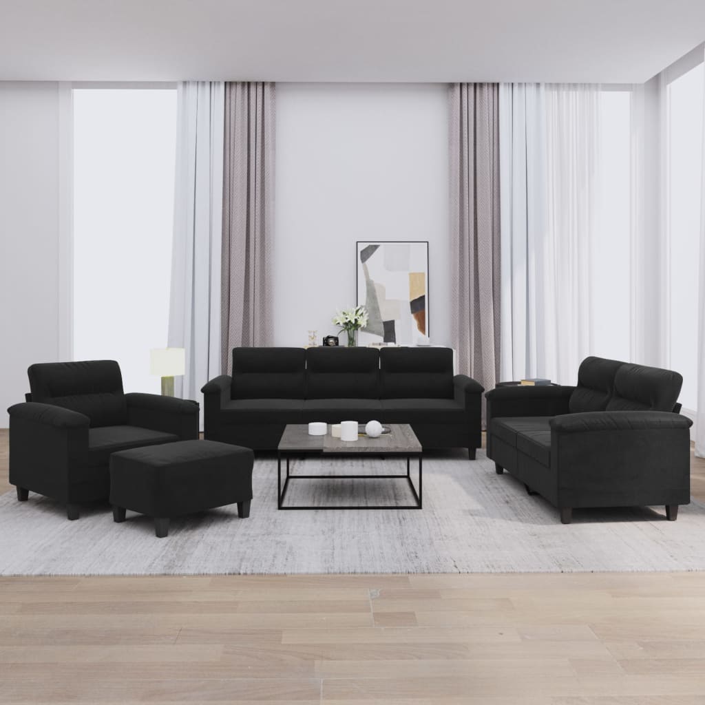 4-Delige Loungeset Met Kussens Microvezelstof 1