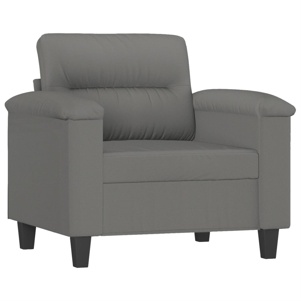 4-delige Loungeset met kussens microvezelstof donkergrijs