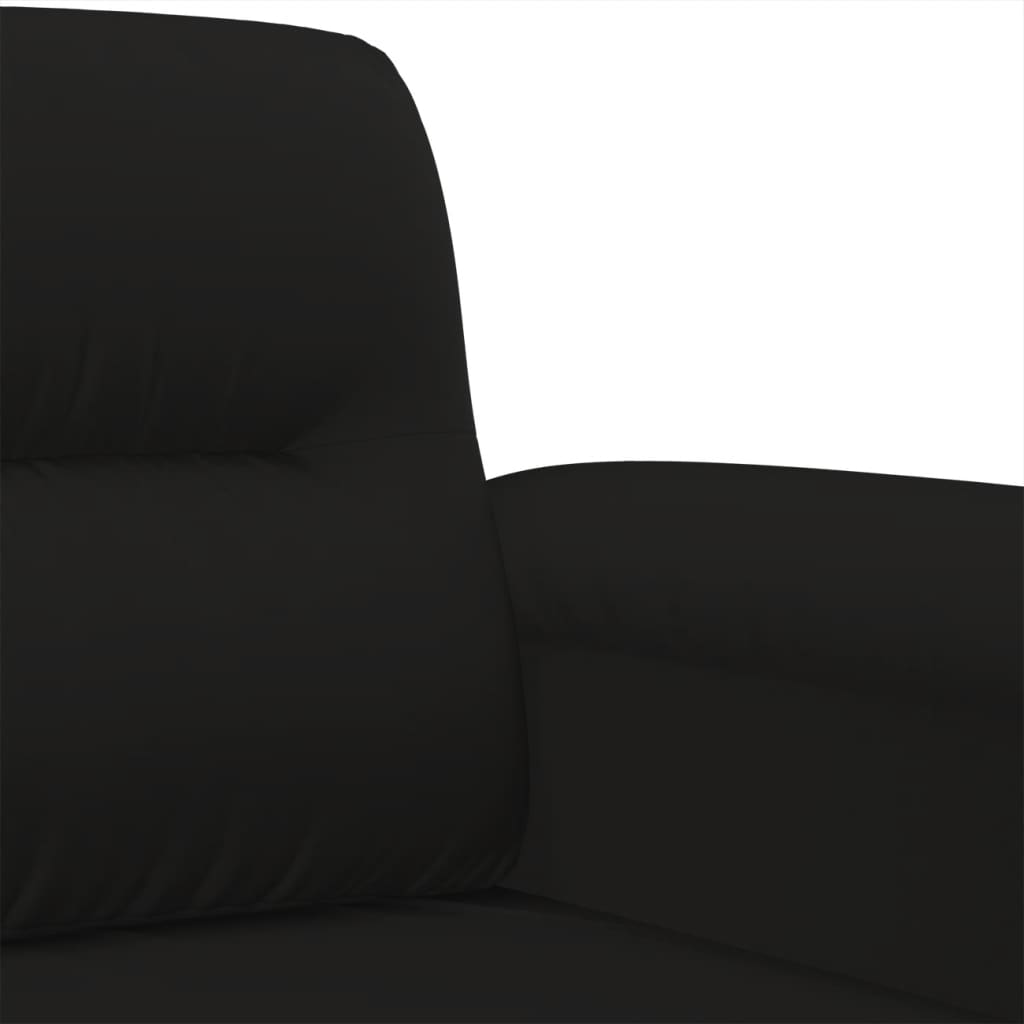 4-delige Loungeset met kussens microvezelstof zwart