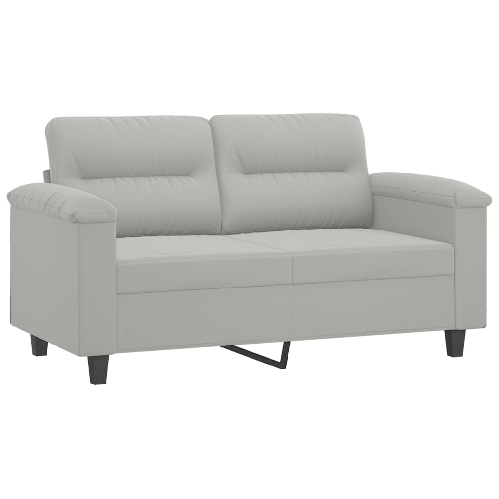 2-delige Loungeset met kussens microvezelstof lichtgrijs