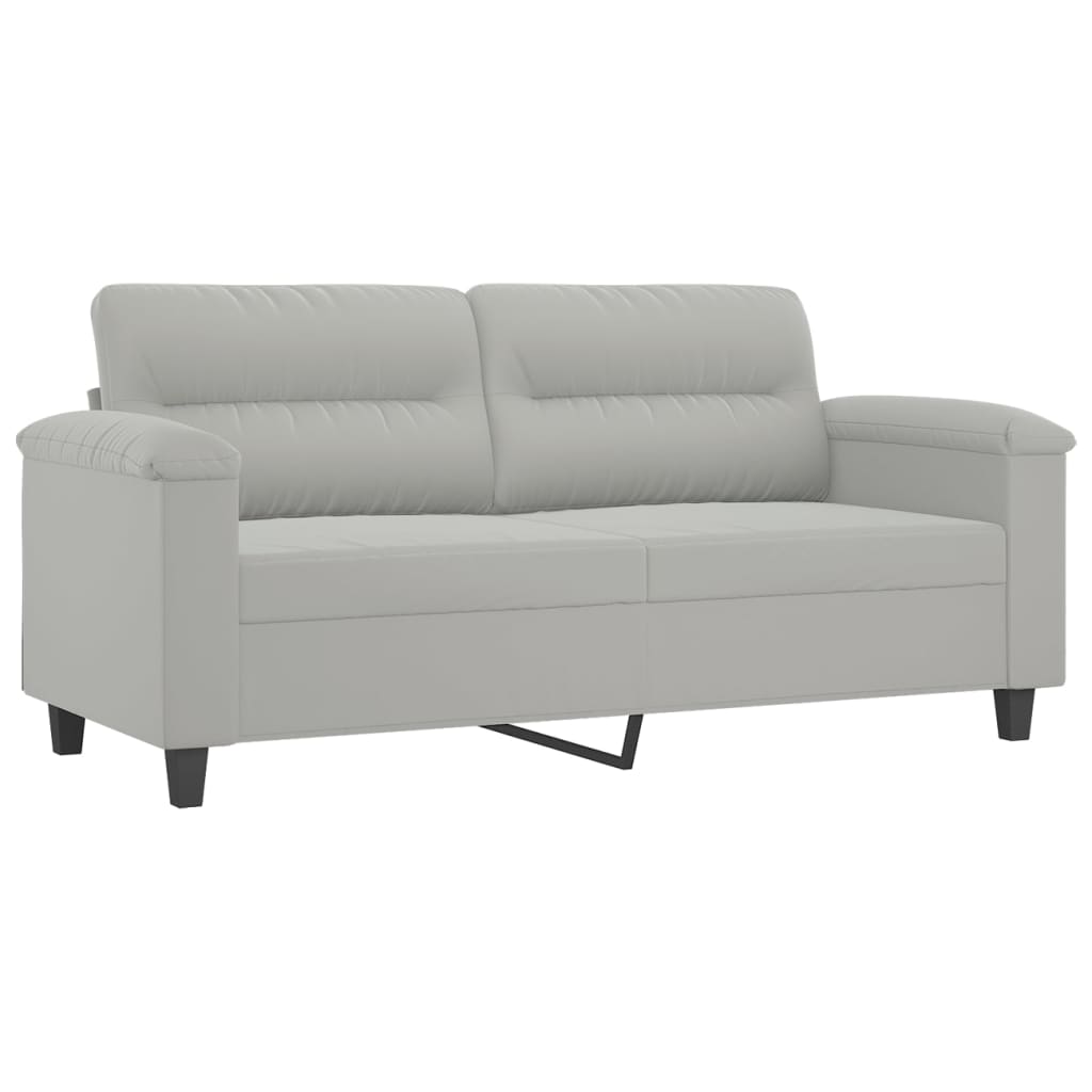2-delige Loungeset met kussens microvezelstof lichtgrijs