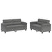 2-delige Loungeset met kussens microvezelstof donkergrijs