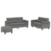 3-delige Loungeset met kussens microvezelstof donkergrijs