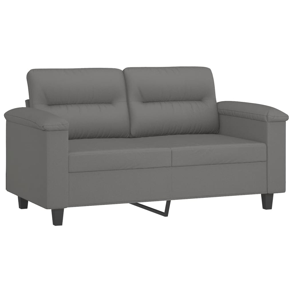 3-delige Loungeset met kussens microvezelstof donkergrijs