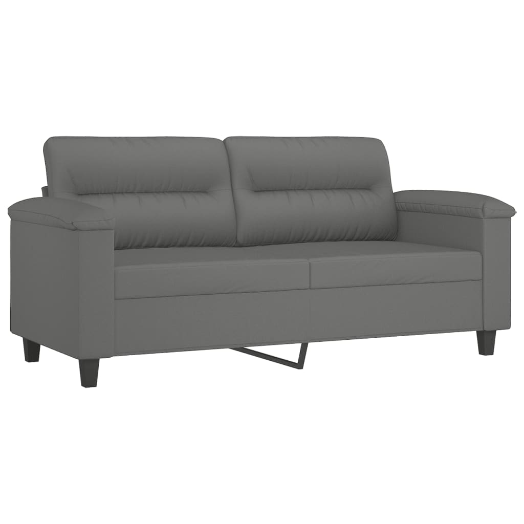3-delige Loungeset met kussens microvezelstof donkergrijs