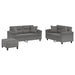 3-delige Loungeset met kussens microvezelstof donkergrijs