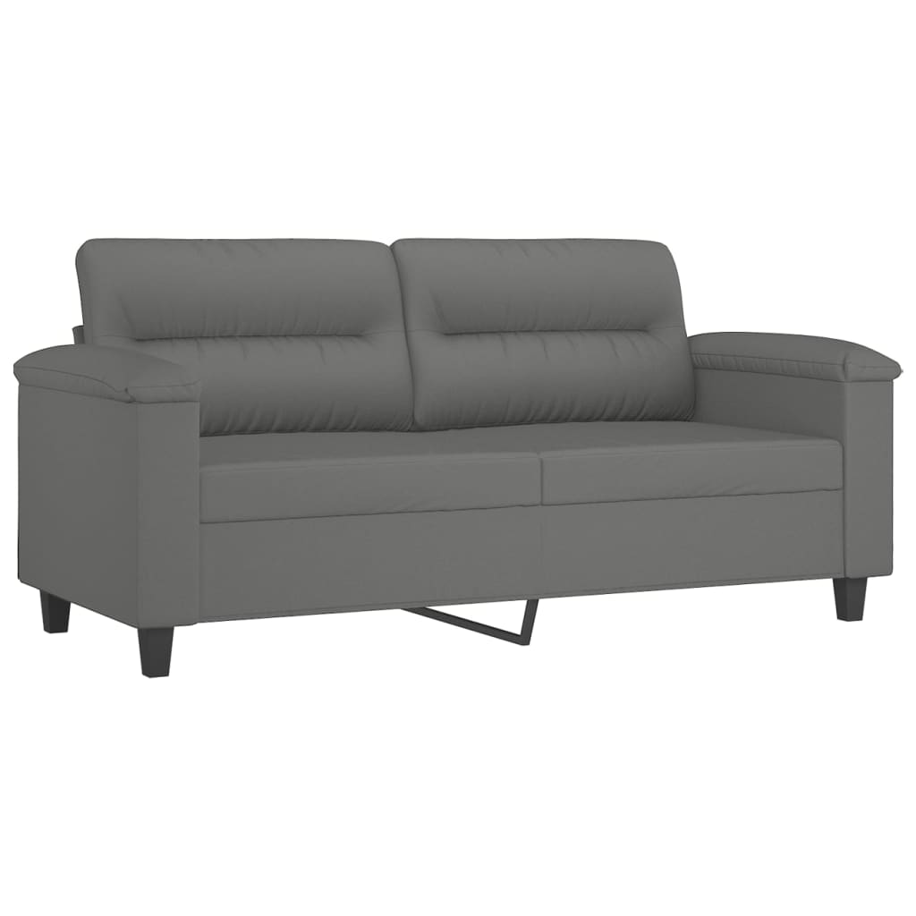 3-delige Loungeset met kussens microvezelstof donkergrijs