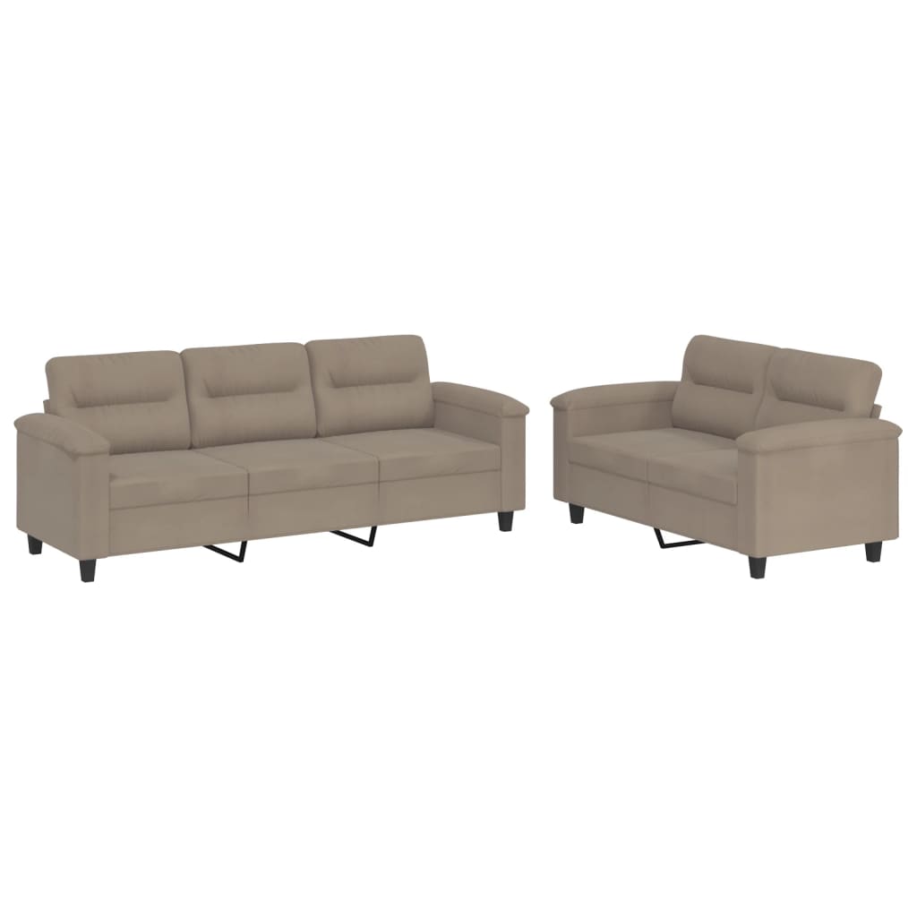 2-delige Loungeset met kussens microvezelstof taupe
