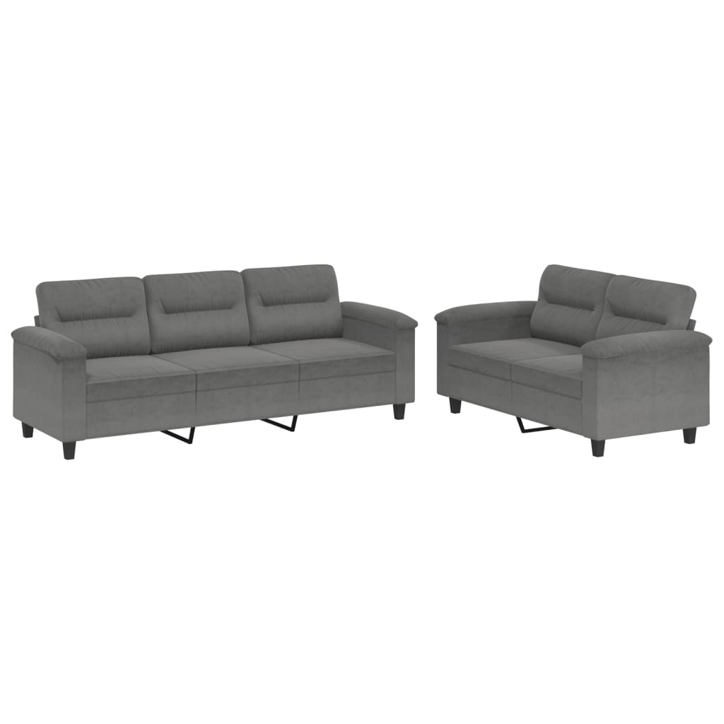 2-delige Loungeset met kussens microvezelstof donkergrijs