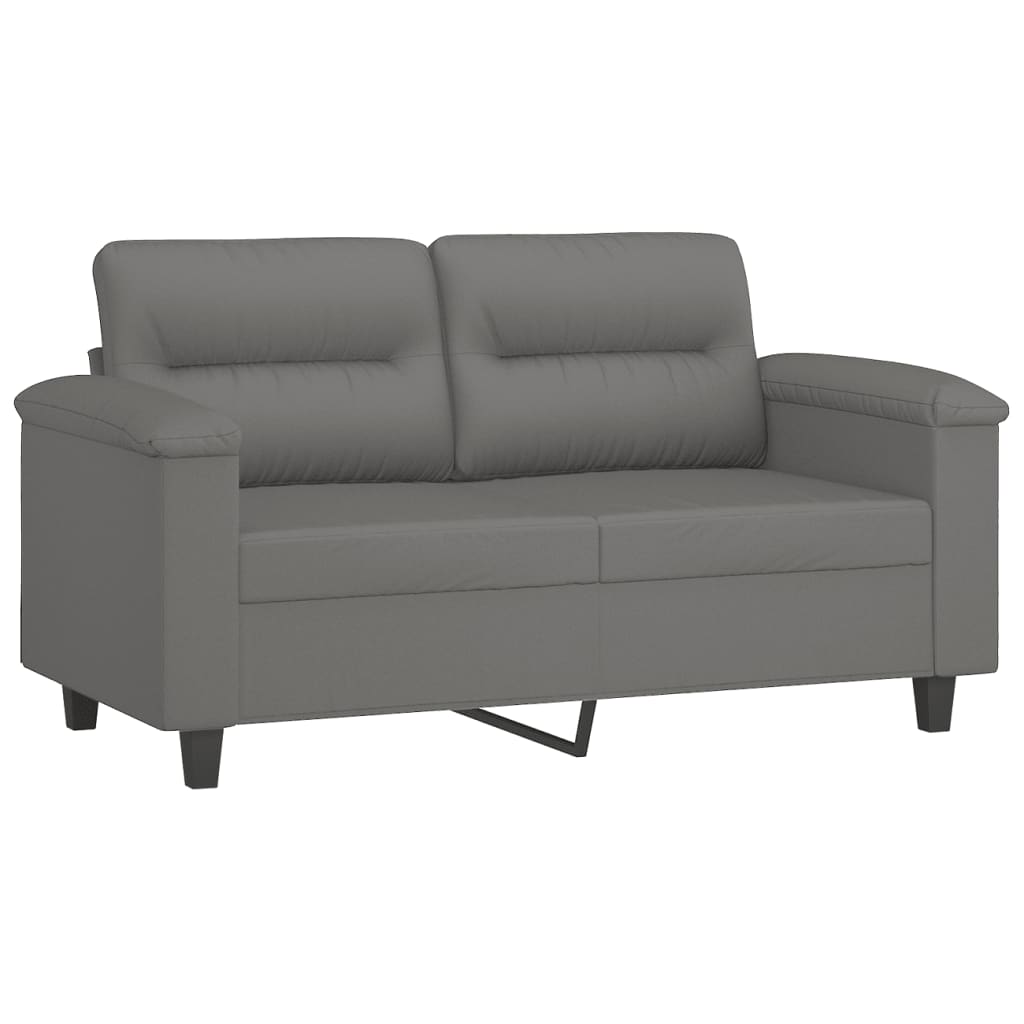 2-delige Loungeset met kussens microvezelstof donkergrijs