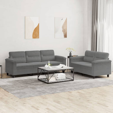 2-delige Loungeset met kussens microvezelstof donkergrijs