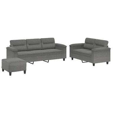 3-delige Loungeset met kussens microvezelstof donkergrijs