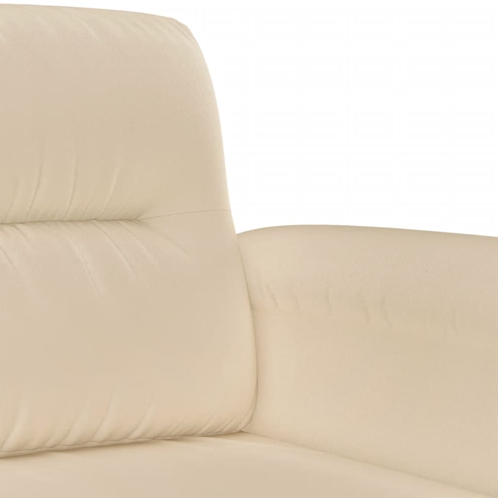 3-delige Loungeset met kussens microvezelstof crèmekleurig