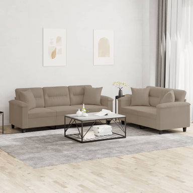 2-delige Loungeset met kussens microvezelstof taupe