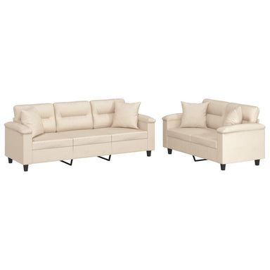 2-delige Loungeset met kussens microvezelstof beige