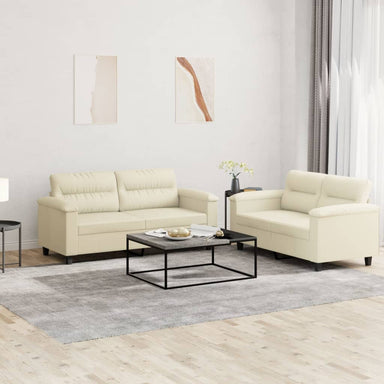 2-delige Loungeset met kussens kunstleer crème
