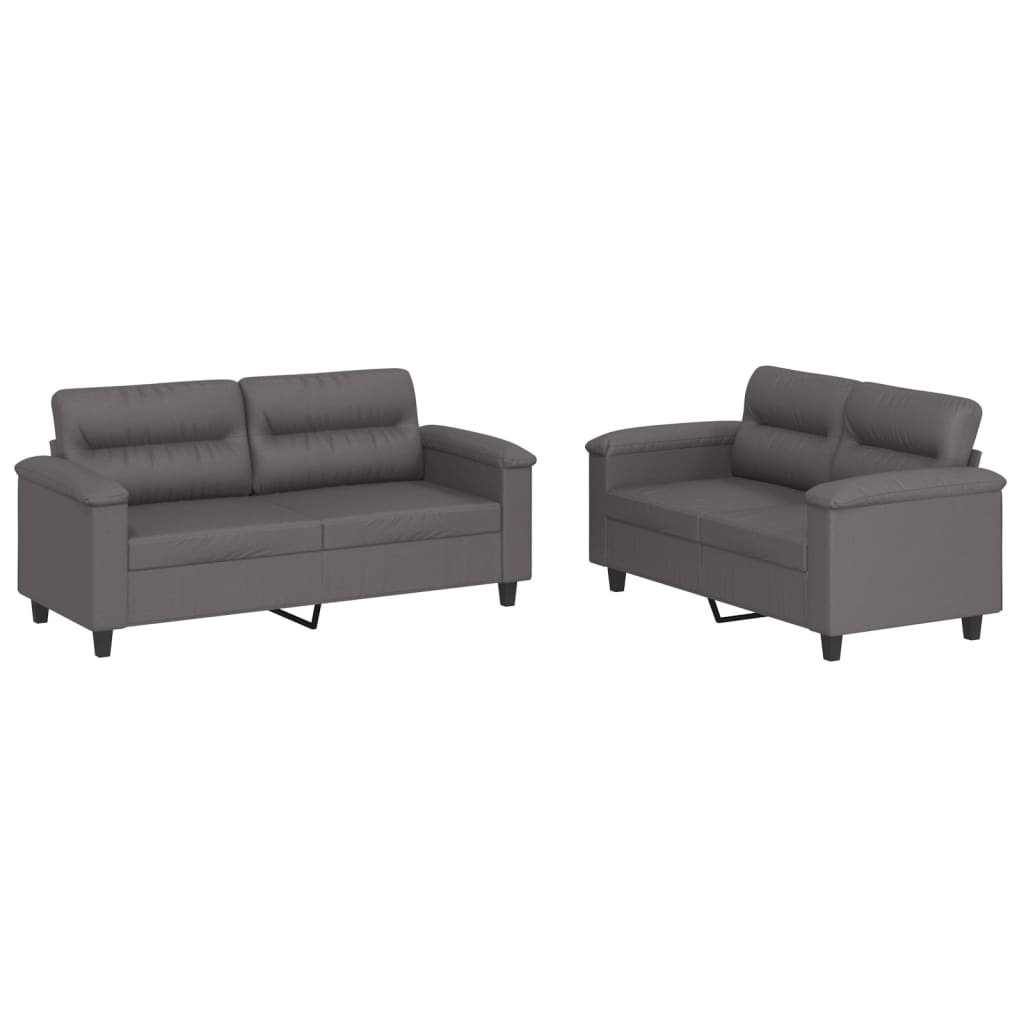 2-delige Loungeset met kussens kunstleer grijs