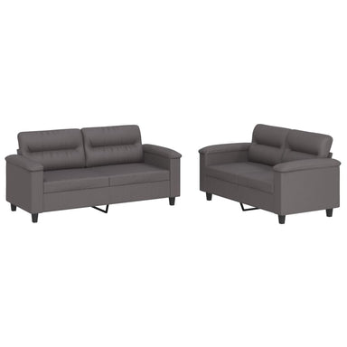 2-delige Loungeset met kussens kunstleer grijs