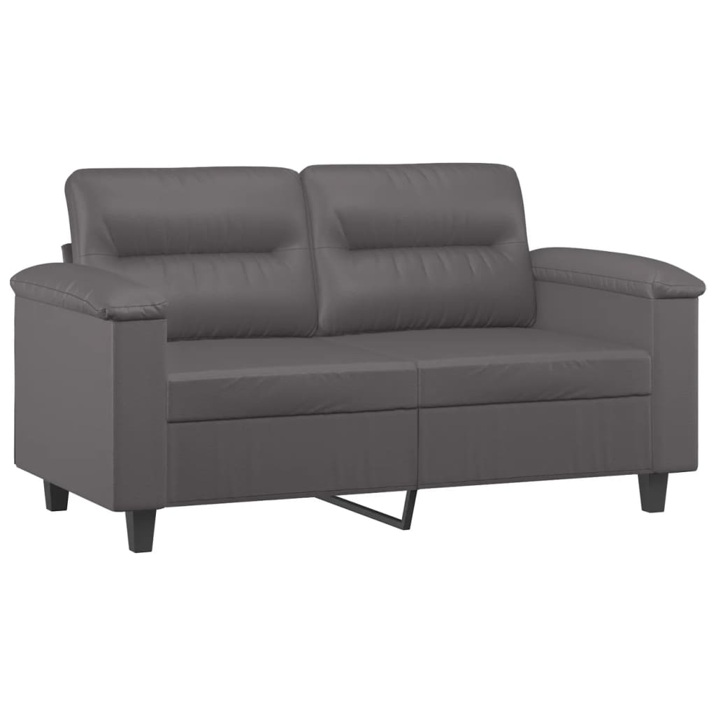2-delige Loungeset met kussens kunstleer grijs