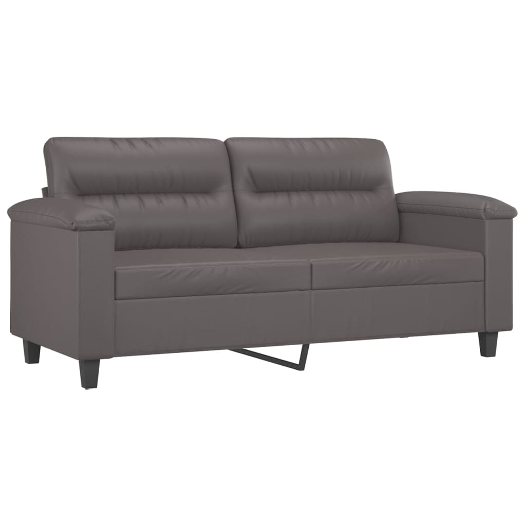 2-delige Loungeset met kussens kunstleer grijs