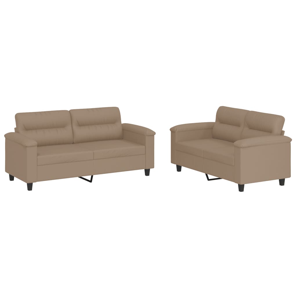 2-delige Loungeset met kussens kunstleer cappuccino